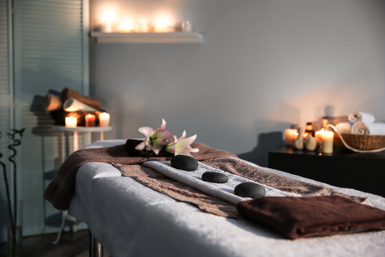 Therapist performing a relaxing back massage