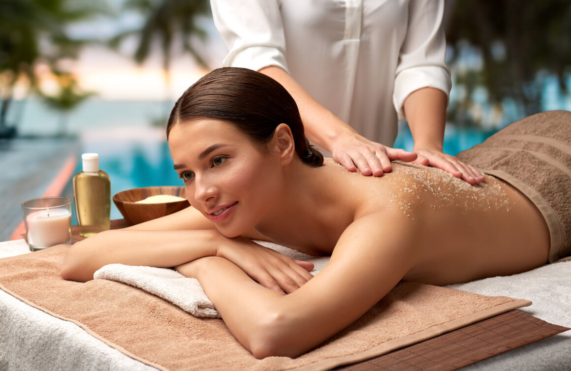 Therapist massaging a client’s legs during a full body treatment