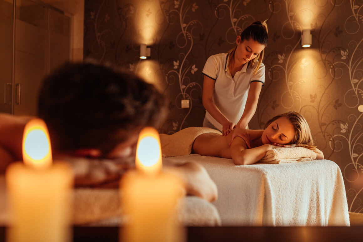 Relaxed client resting after a massage session